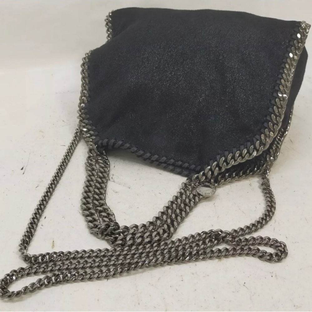 Stella McCartney Falabella Mini Faux Brushed Leather Black Edgy Chain Bag - Picture 12 of 16